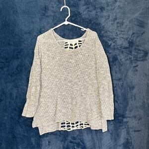 Vintage Havana Crochet‎ Knitted Gray Blouse Womans Size Medium